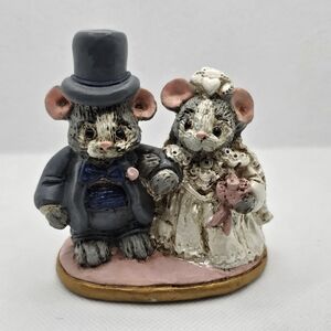 Artefice Ottanta Vintage Bride and Groom Mice Mouse Couple Figurine Cake Topper